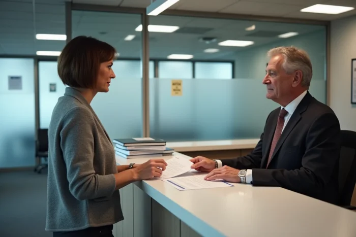 Employée signalant une erreur de bulletin de salaire auprès du service des ressources humaines de l'Éducation Nationale